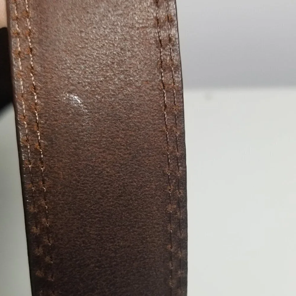 Men's Oil Tanned Cowhide Gold Brass Buckle Leather Belt Sz 34